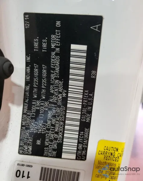 2015 Toyota Sienna Le from USA, damaged, VIN 5TDKK3DC9FS570707